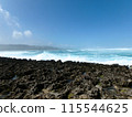 Waves Break on Coral Rock Shore 115544625