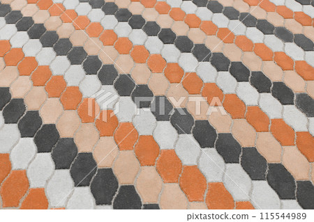 Colorful paving slabs floor color abstract pattern city street surface stone texture background tile 115544989