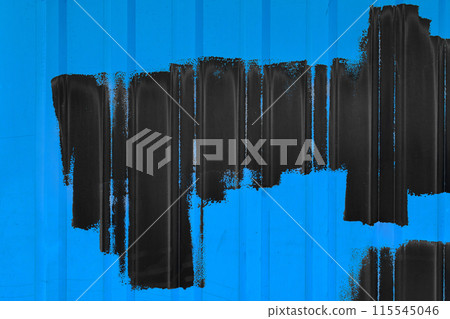 Black dark paint brush strokes abstract design metallic blue navy fence texture space text blank background empty example 115545046