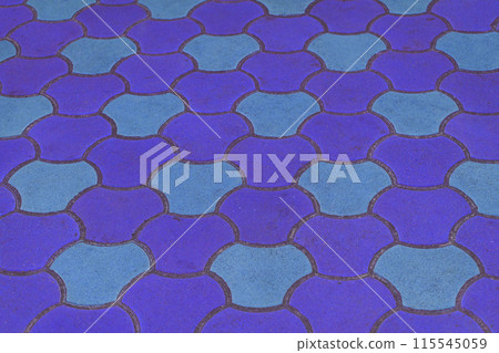 Purple Aquamarine Abstract Pattern Stone Paving Slab Mosaic Street Design City Surface Texture Background Tile 115545059