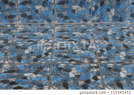 Dark blue stone mosaic tile abstract pattern floor texture bathroom background 115545452