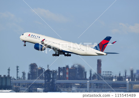 Delta Airlines A350-900 taking off from Haneda 115545489