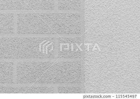 Grey rough wall brick abstract pattern two colors white plaster texture background design 115545497