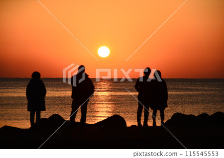 People gathering at the sunset 115545553