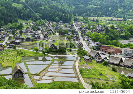 岐阜縣白川鄉合掌造村、城址展望台的風景、世界遺產 115545604