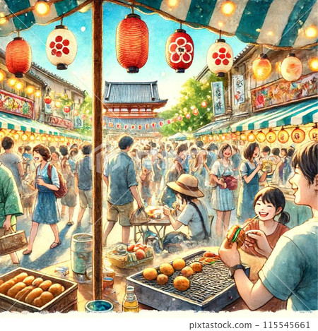 多彩節慶的喧囂-讓你心潮澎湃的水彩插畫 多彩節慶的喧囂-讓你心潮澎湃的水彩插畫 115545661