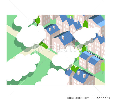 等距城市景觀與雲壁紙 等距城市景觀與雲壁紙 115545674