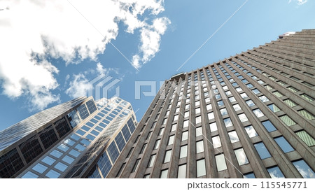 Impressive modern skyscrapers reaching for the sky in a major citys financial district 115545771