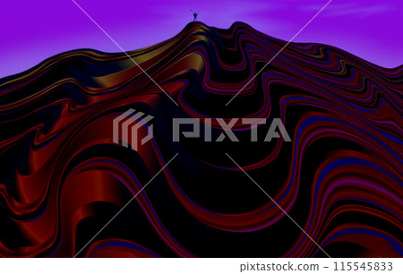 Sand dunes and stalker against the sky.A treasure hunter stands on a sandy hill with instruments in his hands. Sand dunes and stalker against the sky.A treasure hunter stands on a sandy hill with instruments in his hands. 115545833