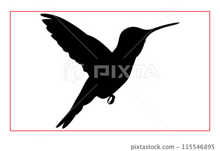 Hummingbird silhouette, Humming bird bird flying in open air Hummingbird silhouette, Humming bird bird flying in open air 115546895