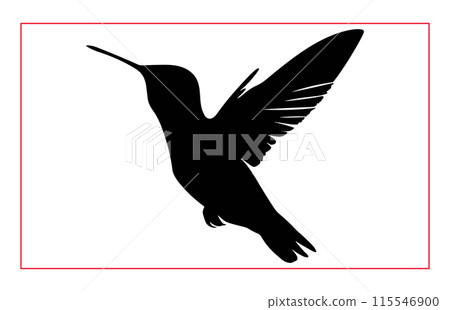 Hummingbird silhouette, Humming bird bird flying in open air Hummingbird silhouette, Humming bird bird flying in open air 115546900