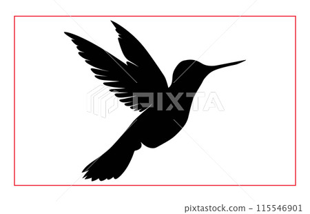 Hummingbird silhouette, Humming bird bird flying in open air Hummingbird silhouette, Humming bird bird flying in open air 115546901