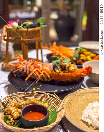 Restaurant bar on the beach in trisara beach in Bang Tao, Phuket, Thailand 115546919