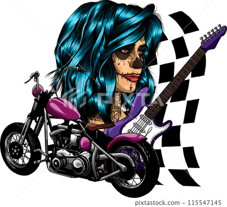 illustration of custom motorcycle chopper vector design 115547145