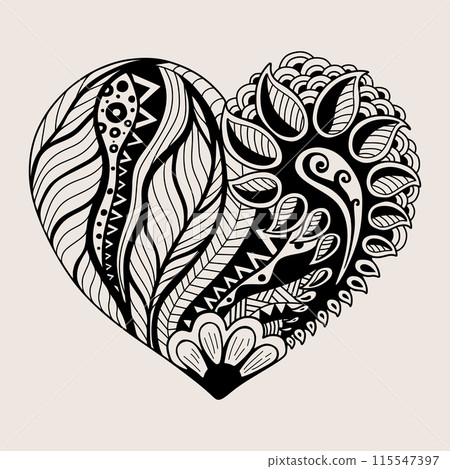 Hearts mandala style isolated on gray background Hearts mandala style isolated on gray background 115547397