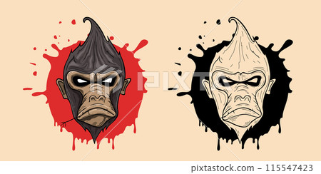 illustration of monkey. Design element for poster, t shirt, emblem, sign 115547423