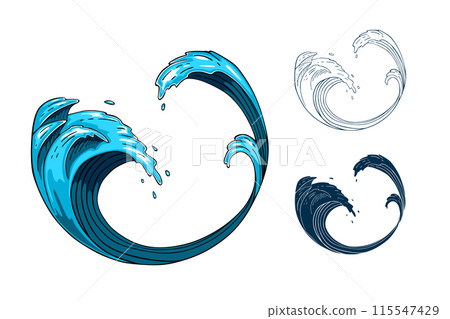 Ocean wave circle, Vector illustration Ocean wave circle, Vector illustration 115547429