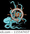 Octopus Wrapped Around the Ship Steering Wheel 115547437
