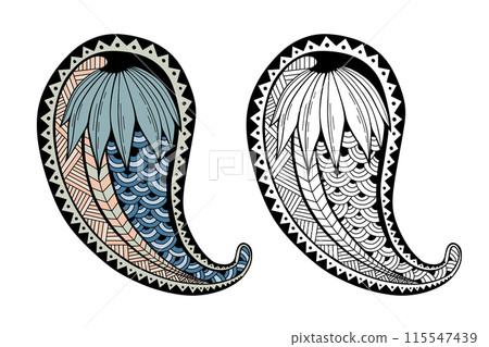 Paisley Design, vector illustration isolated on a white background Paisley Design, vector illustration isolated on a white background 115547439