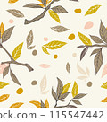Seamless leaves pattern, pastel colors, vector illustration  115547442