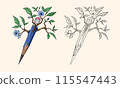 Blooming blue pencil with eraser 115547443