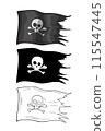 Pirate flag, skull and crossbones black and white 115547445