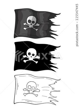 Pirate flag, skull and crossbones black and white Pirate flag, skull and crossbones black and white 115547445