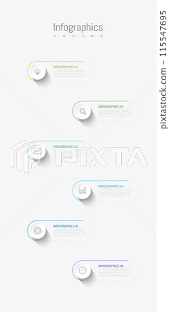 Infographic 6 options design elements for your business data. Vector Illustration. 115547695