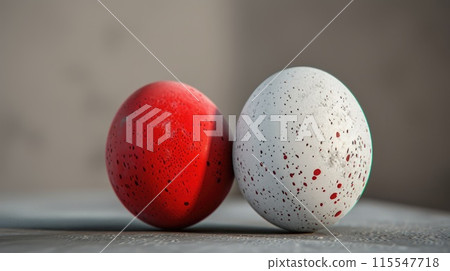 Red and white Easter Eggs on dark Background. Happy Easter eggs Red and white Easter Eggs on dark Background. Happy Easter eggs 115547718