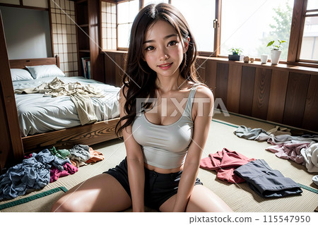 AI世代｜臟房間裡的女子｜不會打掃的女人｜臟房間｜打掃、洗衣、搬家、獨居影像 115547950