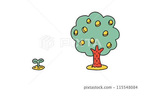 A small seedling grows big. Illustrations of growth, future, development, investment, etc. 115548084