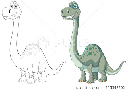 Happy Cartoon Dinosaurs Illustration Happy Cartoon Dinosaurs Illustration 115548202