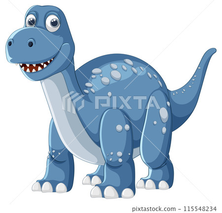 Smiling Blue Cartoon Dinosaur Smiling Blue Cartoon Dinosaur 115548234