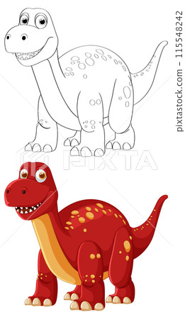 Colorful and Outline Dinosaur Illustration Colorful and Outline Dinosaur Illustration 115548242