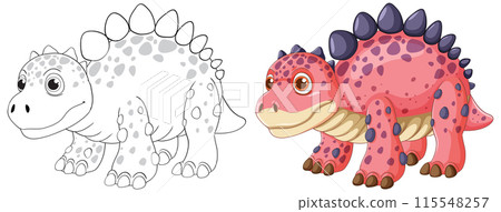 Cute Dinosaur Coloring Illustration Cute Dinosaur Coloring Illustration 115548257