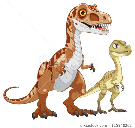Two Cartoon Dinosaurs Together 115548262