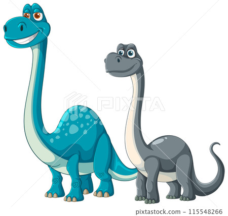 Friendly Cartoon Dinosaurs Duo Friendly Cartoon Dinosaurs Duo 115548266
