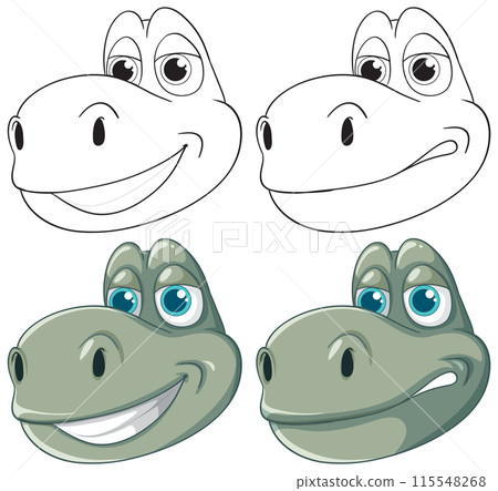 Cute Dinosaur Expressions Vector Art 115548268