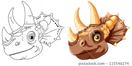 Colorful and Outline Dinosaur Heads 115548274