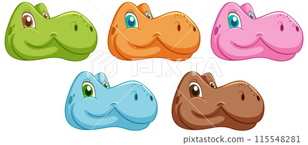 Colorful Dinosaur Faces Illustration Colorful Dinosaur Faces Illustration 115548281