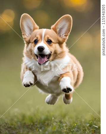 柯基犬在大自然中奔跑 115548305