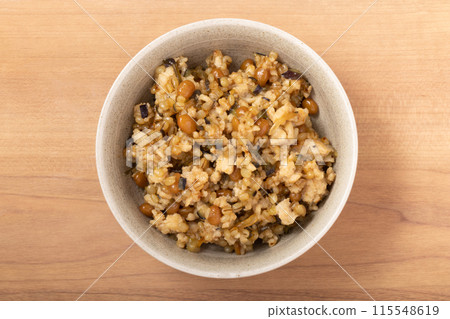 Shimabara natto miso and minced chicken meat miso 115548619