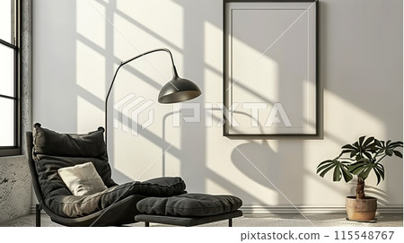 Minimalist Interior with Cozy Seating Area 115548767
