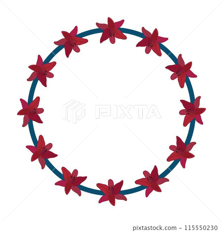 Lily flower illustration wreath Lily flower illustration wreath 115550230