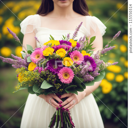 Beautiful lady in a white wedding dress Beautiful lady in a white wedding dress 115550314