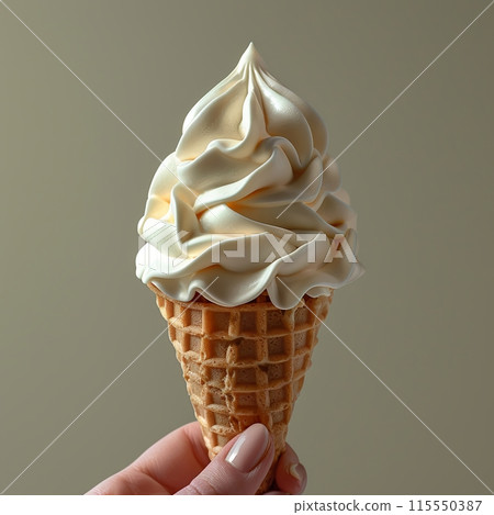 Hand Holding Waffle Cone Ice Cream Variety 115550387