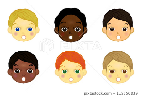Set of cute faces of children around the world 115550839