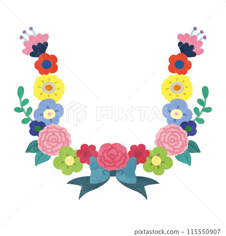 Flower And Ribbon Frame Adult cute colorful flower and ribbon frame - Stock Illustration ...