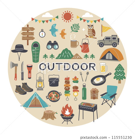 Outdoor and camping illustration set 115551230