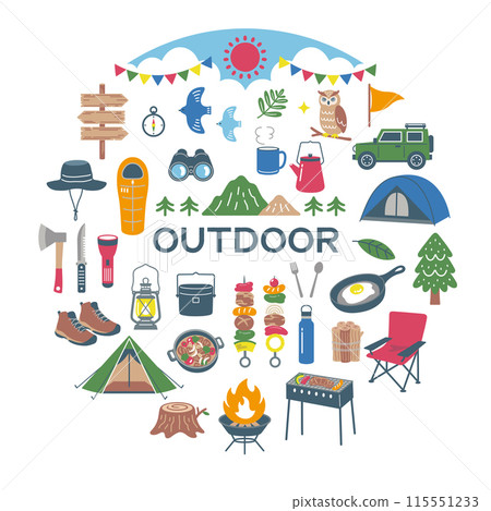 戶外和露營插圖集 115551233